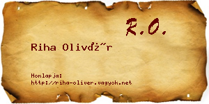 Riha Olivér névjegykártya